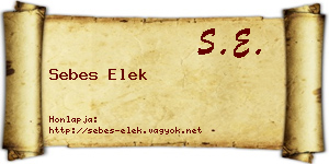 Sebes Elek névjegykártya